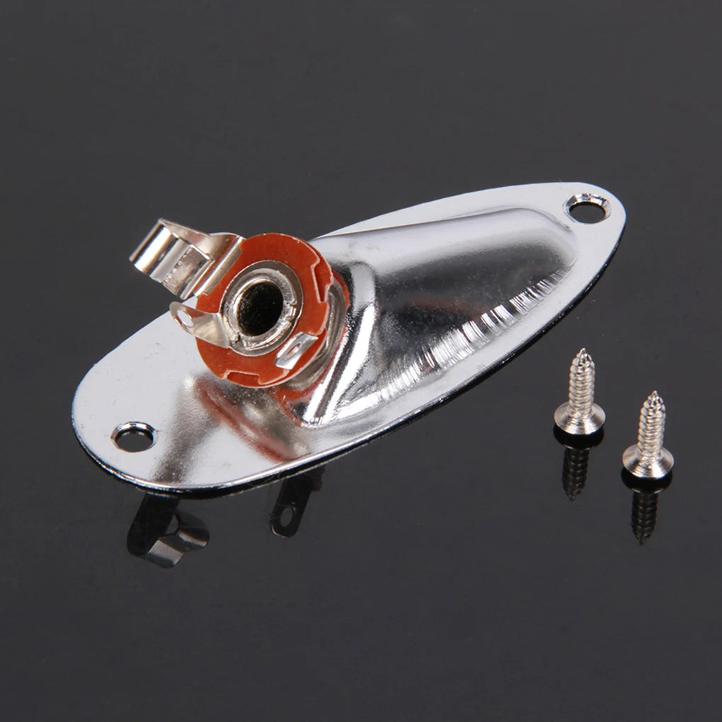 Metal Electric Guitar Jack Plate - Replacement for Strat Stratocaster 6.35mm 1/4" Boat Shaped Audio Connector Socket Panel