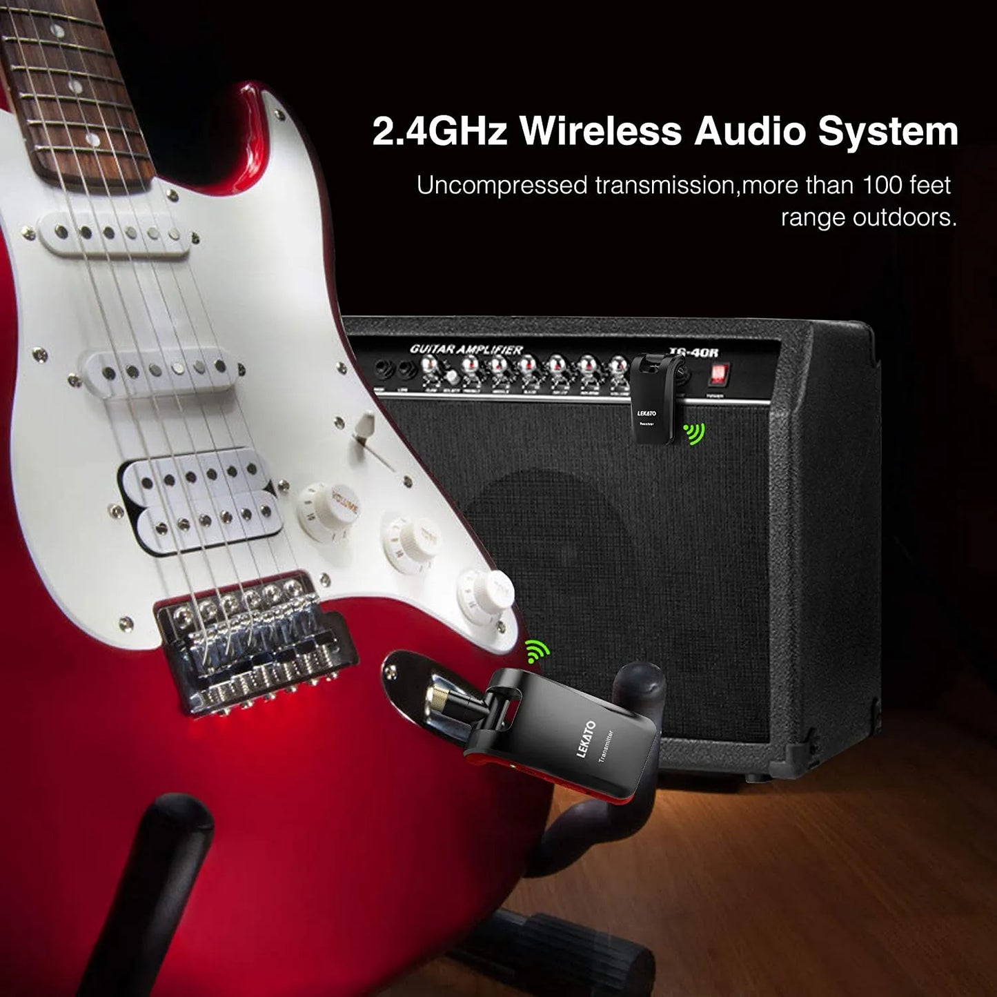 Wireless Guitar System - Clear Signal, Stereo Sound, 6 Channels