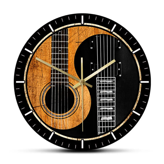 Yin Yang Guitar Wall Clock