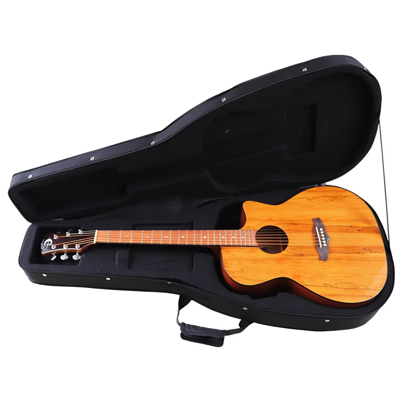 Premium Guitar Hard Case - Double & Single Straps - Fits 41" & 39" Acoustic or Electric Guitars