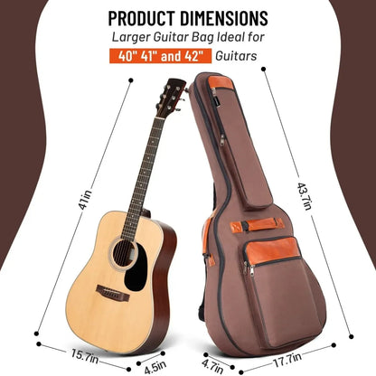 Waterproof Acoustic Guitar Bag - Double Straps, Padded Interior, Large Capacity - Miwayer
