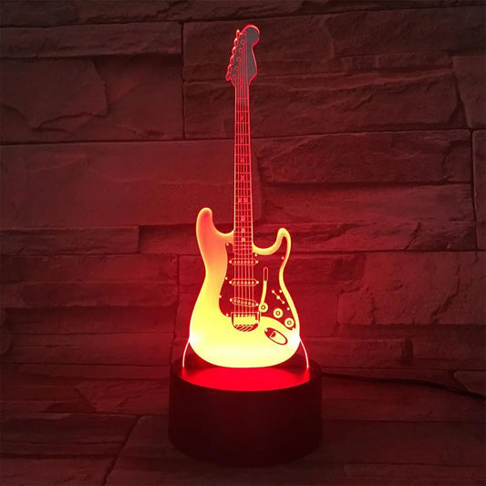 3D Bass Guitar Night Light - USB/Battery Powered
