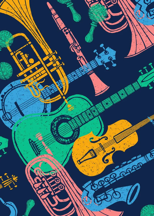 Vintage Musical Instrument Posters