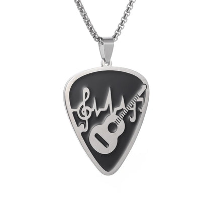 Stainless Steel Heart Guitar Pendant Necklace